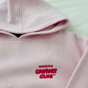 White Fox Pink Comfort Club Oversized Hoodie, size small/medium